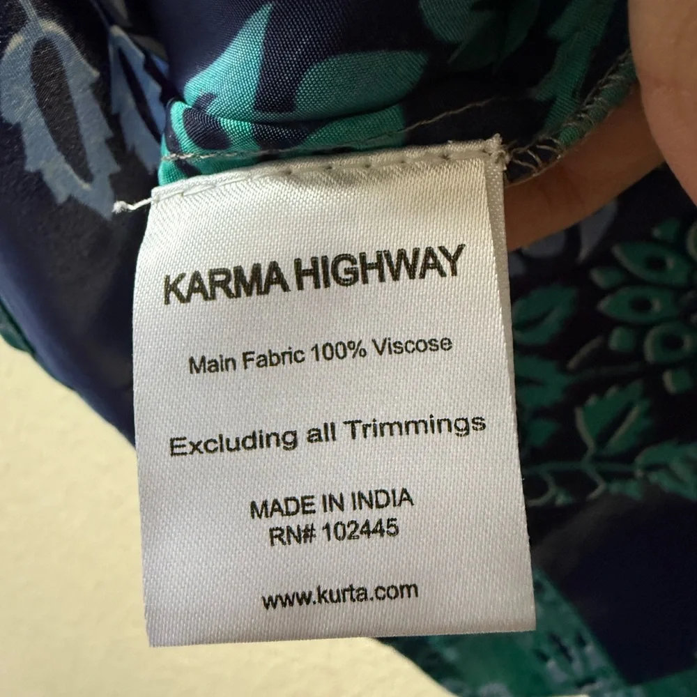 Karma Highway Floral Teal & Blue Women's Top - Size OS - Picture 9 of 10